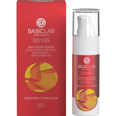 Emulsyjne serum z 0,3% czystego retinolu, 3% witaminą C i koenzymem Q10 - BasicLab - 30 ml