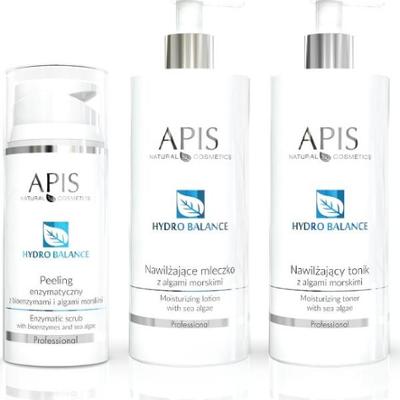 Zestaw do oczyszczania twarzy Apis Hydro Balance tonik, mleczko, peeling enzymatyczny