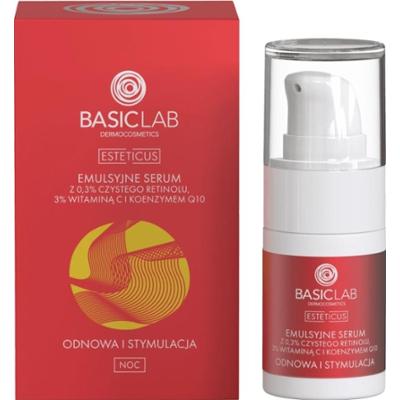 Emulsyjne serum z 0,3% czystego retinolu, 3% witaminą C i koenzymem Q10 - BasicLab - 15 ml