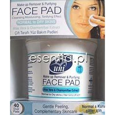 Uni  Płatki oczyszczające z aloesem i rumiankiem do cery normalnej i suchej op./ 40 szt.