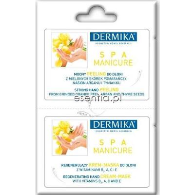 Dermika Maseczki Piękności Spa Manicure - Mocny peeling + Regenerujący krem-maska do dłoni 8 g + 5 ml