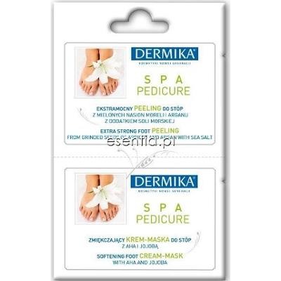Dermika Maseczki Piękności Spa Pedicure - Ekstramocny peeling + Zmiękczający krem - maska do stóp 8 g + 5 ml
