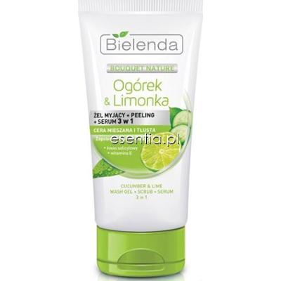 Bielenda Ogórek & Limonka Żel myjący + peeling + serum 3 w 1 do twarzy, dekoltu i pleców 175 ml