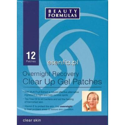 Beauty Formulas Clear Skin Żelowe oczyszczające plasterki na krosty i plamy na noc op. / 12 szt.