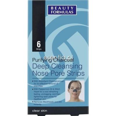 Beauty Formulas Clear Skin Głęboko oczyszczające paski na nos z aktywnym węglem op./ 6szt.
