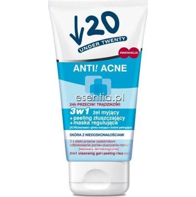 Under Twenty Anti! Acne 3w1 Żel myjący + Peeling złuszczający + Maska regulująca 150 ml