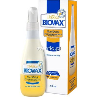 L'Biotica BIOVAX Dwufazowa odżywka bez spłukiwania do włosów blond (Quick) 150 ml
