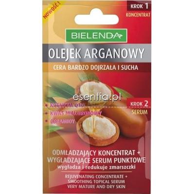 Bielenda Olejek Arganowy Odmładzający koncentrat + wygładzające serum punktowe 2 x 5 ml