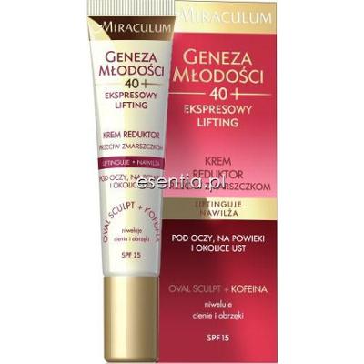Miraculum Geneza Młodości 40+ Krem reduktor przeciw zmarszczkom pod oczy, na powieki i okolice ust SPF 15 15 ml
