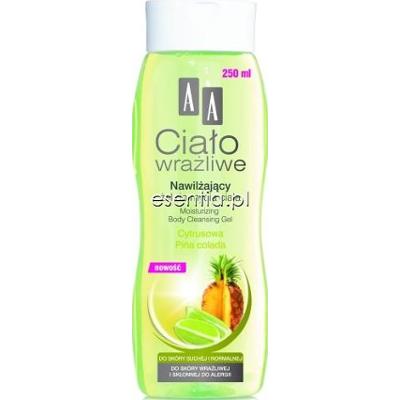 AA Cosmetics Ciało Wrażliwe Nawilżający żel do mycia ciała Cytrusowa pina colada 250 ml