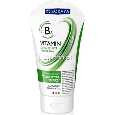 Soraya Vitamin B3 cera tłusta i mieszana Oczyszczający żel do mycia twarzy 150 ml