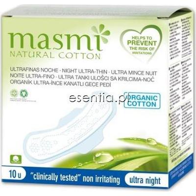Masmi  Ultracienkie bawełniane podpaski na noc ze skrzydełkami -100% bawełny organicznej op./10 szt.