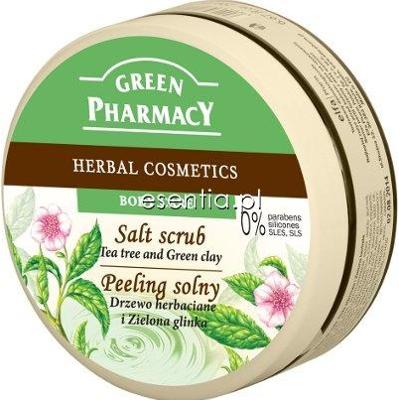 Green Pharmacy  Peeling solny Drzewo herbaciane i Zielona glinka 300 ml