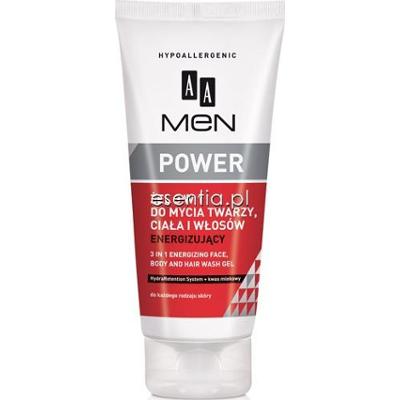 AA Cosmetics  MEN Power Żel 3w1 do mycia twarzy, ciała i włosów energizujący 200 ml