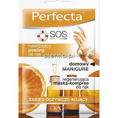 Perfecta  SOS Domowy Manicure - Nawilżający peeling + regenerująca maska-kompres do rąk 
