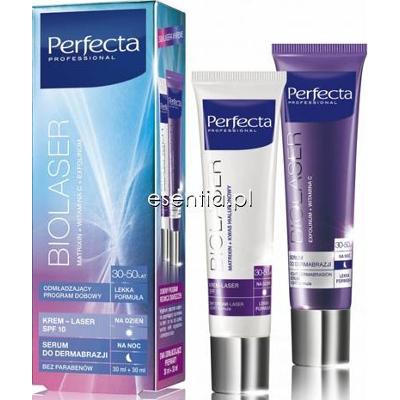 Perfecta  Biolaser Krem-serum SPF10 na dzień + Serum do dermabrazji na noc 30-50 lat lekka formuła 