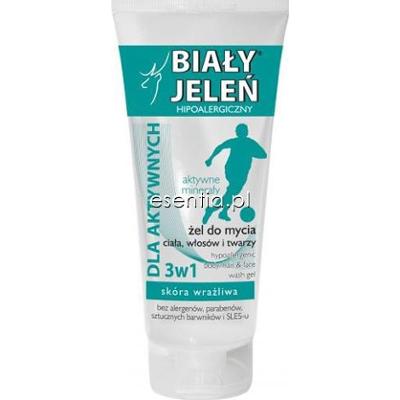 Biały Jeleń  Żel do mycia ciała, włosów, twarzy 3w1 dla aktywnych mężczyzn 200 ml