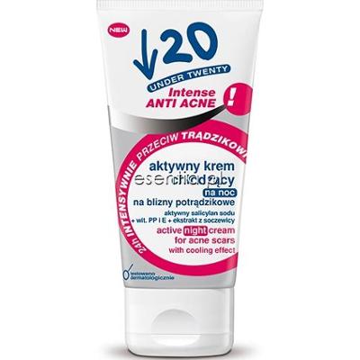 Under Twenty  Intense Anti Acne! Aktywny krem chłodzący na noc na blizny potrądzikowe 