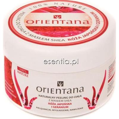 Orientana  Naturalny peeling do ciała z masłem shea Róża japońska i Geranium 200 g