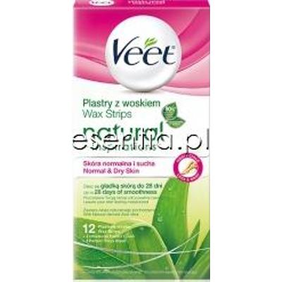 Veet  Natural Inspirations plastry z woskiem Wax Strips - skóra normalna i sucha, depilacja nóg i ciała 