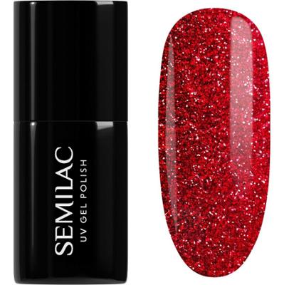 318 Semilac Lakier Hybrydowy Burgundy Red Glitter 7 ml