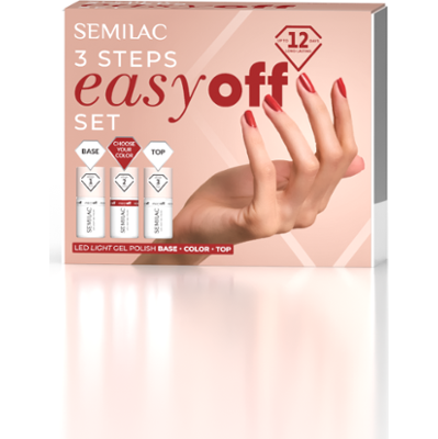Semilac Zestaw 3step easy off set z kolorem do wyboru