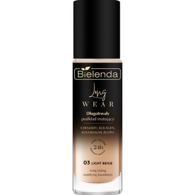 Bielenda Długotrwały podkład matujący 03 Light Beige ceramidy + kolagen + koloidalne złoto