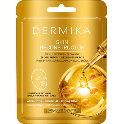 Dermika Silnie skoncentrowane złote serum, rekonstuktor intensywnie odmładzający wygląd skóry, maska w płacie