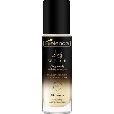 Bielenda Długotrwały podkład matujący 02 Vanilla ceramidy + kolagen + koloidalne złoto