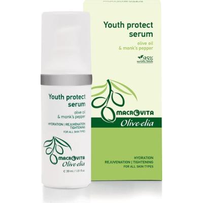 MACROVITA Olive.elia Youth Protect Serum przeciwzmarszczkowe serum na twarz, szyję i dekolt z bio-oliwą i niepokalankiem pieprzowym 30ml