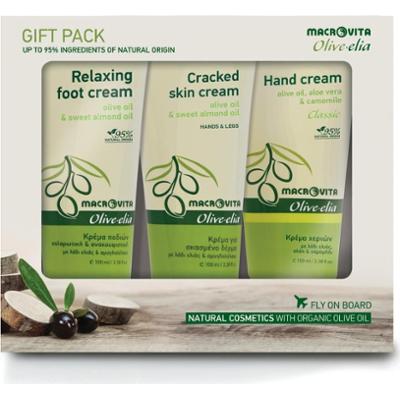 Zestaw MACROVITA Olive.elia: zmiękczający krem do dłoni i stóp 100ml + relaksujący krem do stóp 100ml + krem do dłoni 100ml