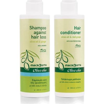Zestaw MACROVITA Olive.elia dla wzmocnienia włosów: szampon przeciw wypadaniu włosów 200ml + odżywka 200ml