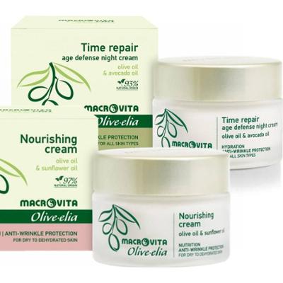 Zestaw MACROVITA Olive.elia: krem odżywczy do cery suchej lub odwodnionej 50ml + krem przeciwzmarszczkowy na noc 50ml