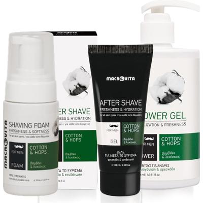 Zestaw MACROVITA MEN: pianka do golenia 125ml + żel po goleniu 100ml + naturalny żel pod prysznic 500ml
