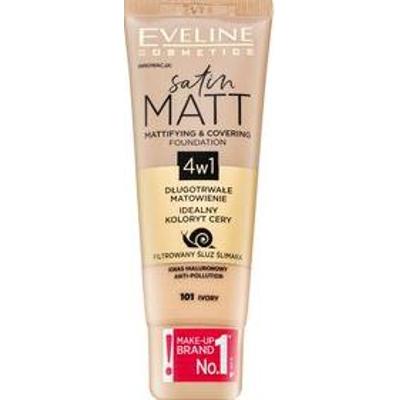 Eveline Satin Matt Mattifying & Covering Foundation 4in1 podkład w płynie z formułą matującą 101 Ivory 30 ml