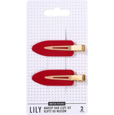Sister Young LILY Klipsy do Włosów do Makijażu Zestaw 2 Sztuki Red
