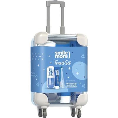 HISKIN SMILE MORE DENTAL TRAVEL SIZE SET Walizka, płyn do płukania 60ml+pasta 30ml+szczoteczka składana