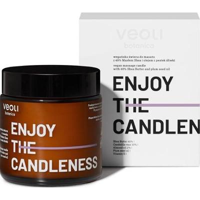 Veoli Botanica Wegańska świeca do masażu z 40% masłem Shea i olejem z pestek śliwki 100 ml