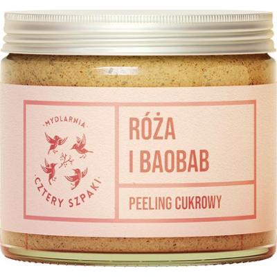 4 Szpaki Peeling cukrowy do ciała Róża i Baobab, 250 ml