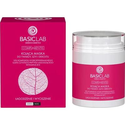 BasicLab Kojąca maska do twarzy, szyi i dekoltu, 10% kompleksu hydroepidermalnego, 0,05% czystego peptydu łagodzącego, witamina B12, Łagodzenie i Wyc