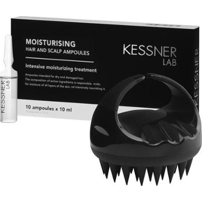 Kessner Lab Zestaw: Szczotka do masażu głowy premium i Ampułki Moisturizing