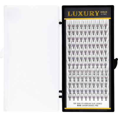Luxury Lashes GOLD C 9 mm | Pojedyncze, jedwabne kępki rzęs