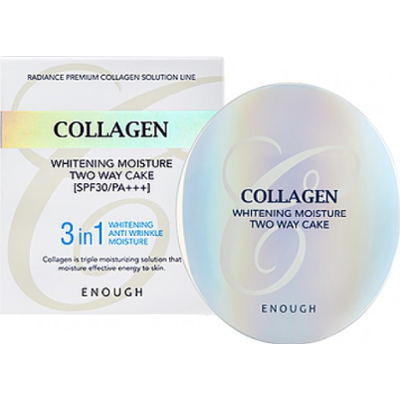 Enough Collagen Whitening Moisture Two-Way Cake #21 | Puder rozświetlający utrwalający makijaż