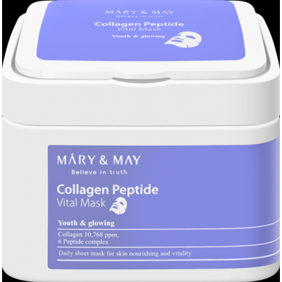 Mary & May Collagen Peptide Vital Mask Set | Zestaw 30 maseczek w płachcie o działaniu ujędrniającym i regenerującym