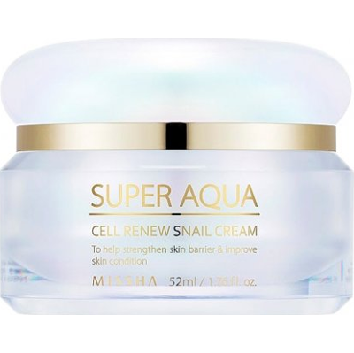 Missha Super Aqua Cell Renew Snail Cream | Intensywnie regenerujący krem do twarzy z filtratem ze śluzu ślimaka
