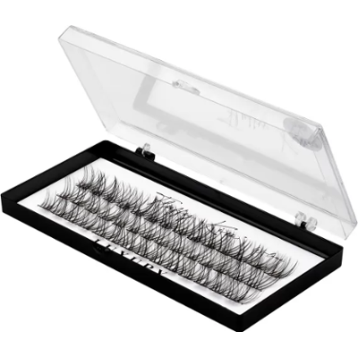 Luxury Lashes Fluffy Kim Black 8 mm | Ekstremalnie czarne kępki rzęs w kształcie litery 