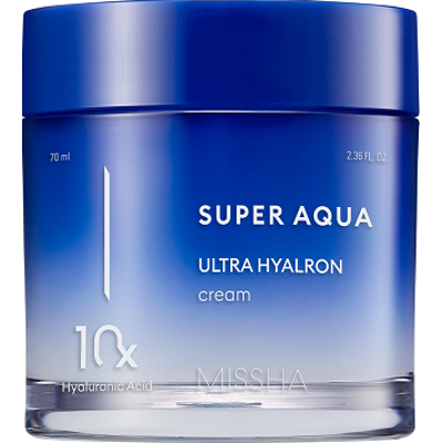 Missha Super Aqua Ultra Hyalron Cream 70 ml | Ekstremalnie nawilżający krem z 10 rodzajami kwasu hialuronowego