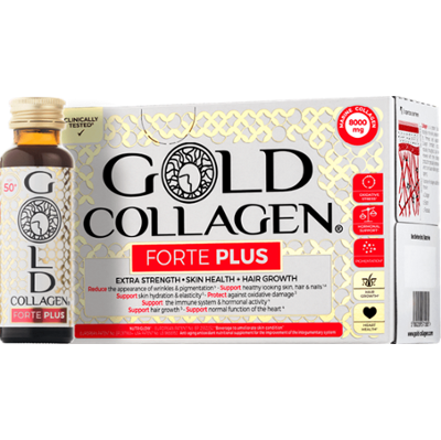Gold Collagen Forte Plus 10 x 50 ml | Zaawansowany suplement diety wspierający włosy, skórę i paznokcie