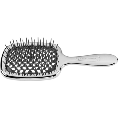 Janeke Superbrush Silver Line | Pneumatyczna szczotka do włosów chromowana z czarnymi ząbkami