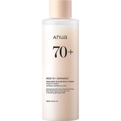 Anua Rice 70 Glow Moisturizing Rice Face Toner 250 ml | Lekki, mleczny tonik do twarzy o właściwościach nawilżających i rozjaśniających
